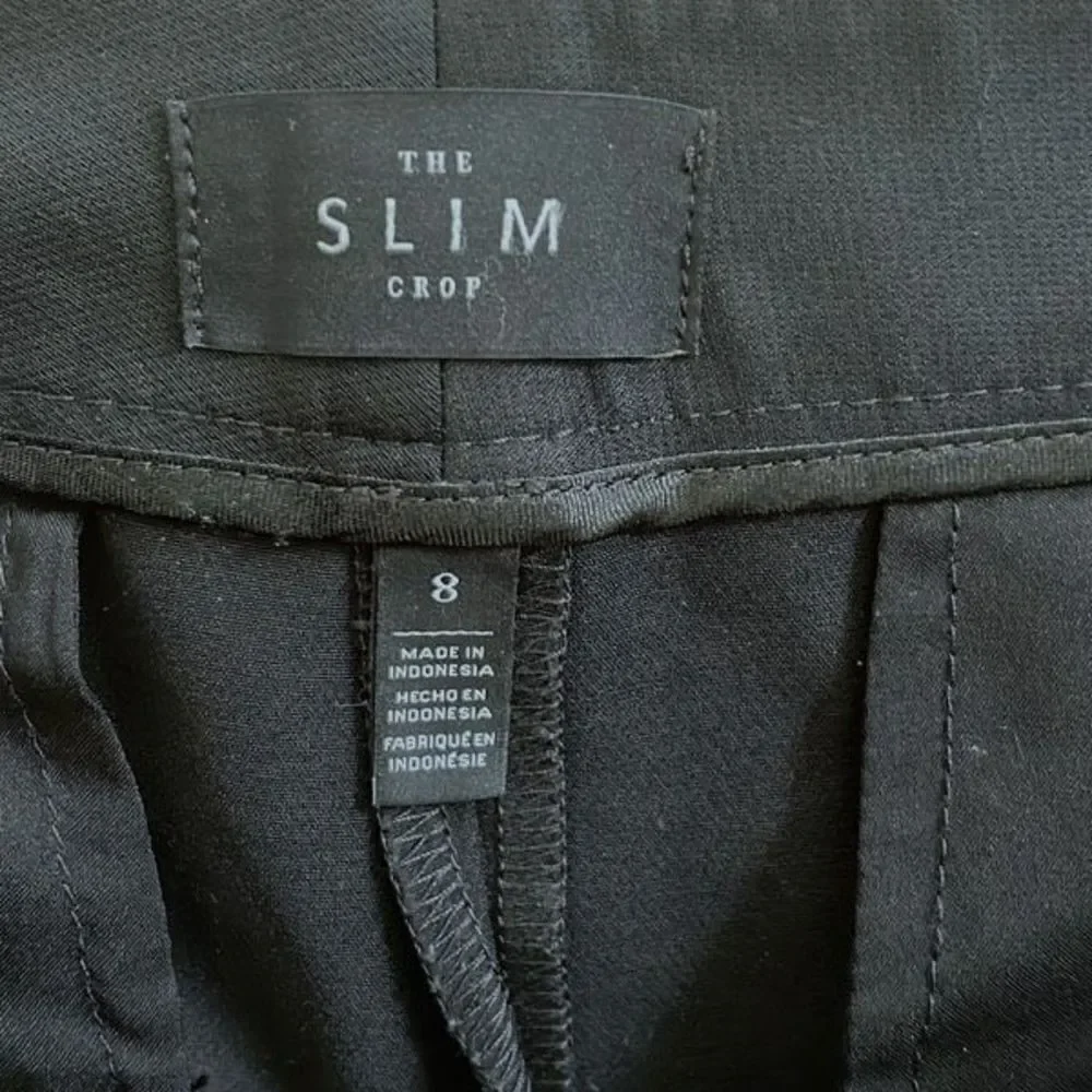 White House Black Market Womens‎ The Slim Crop Pants Stretch Cuffed Black Size 8